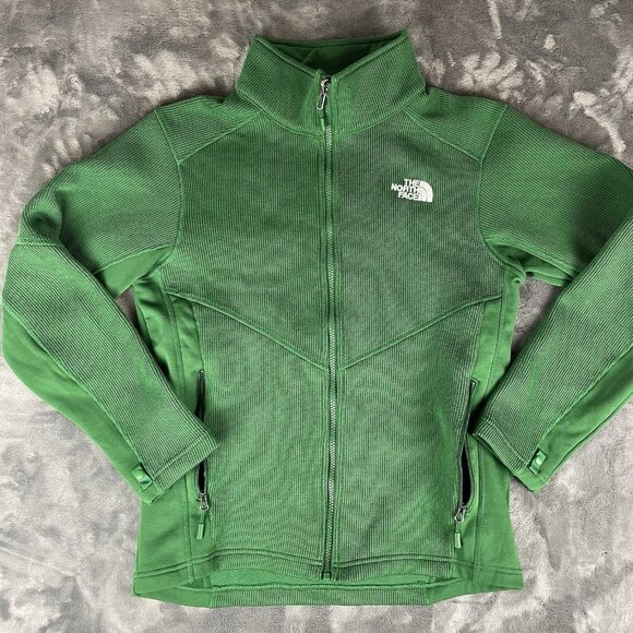 The North Face Sweater Men’s Small Green Knitted Texture Poly Full Zip Mock - Picture 1 of 7